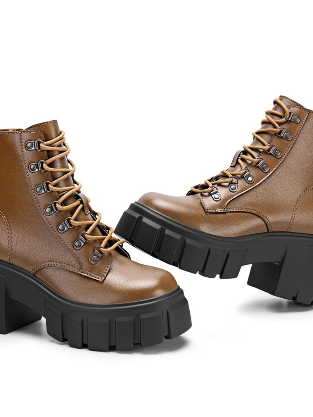 Womens Combat Boots Ankle Booties Lace up High Heel Chunky Platform
